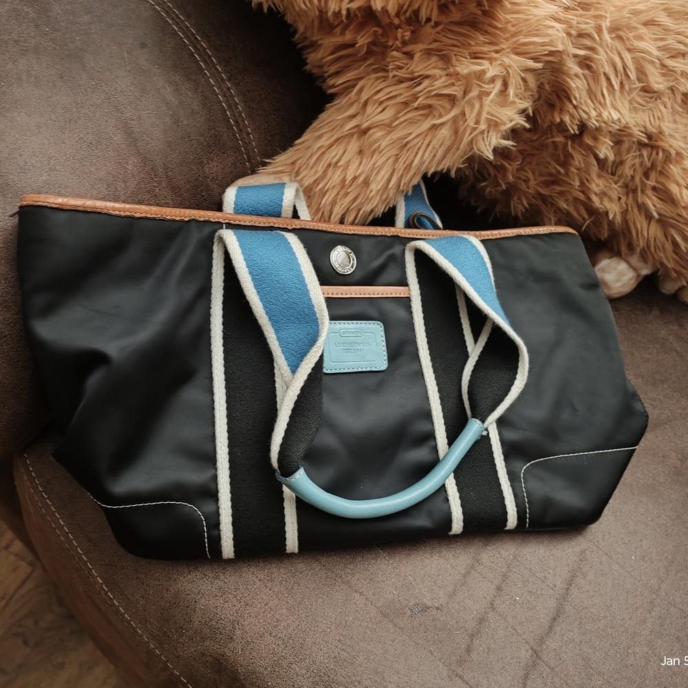 Coach Black and Blue Duffel Bag
